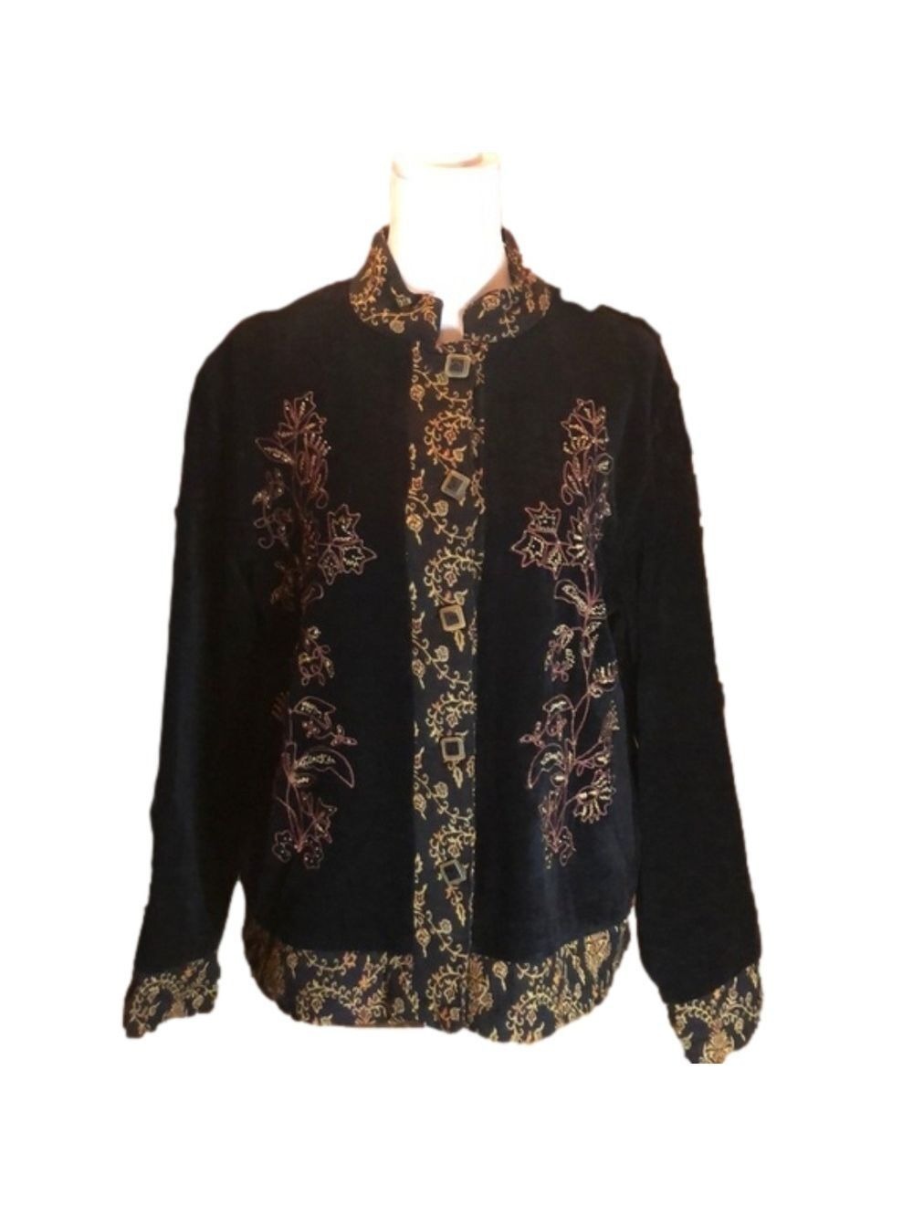 WHITE STAG Black Velvet Button Down Jacket Size S(4/6) - Picture 3 of 13